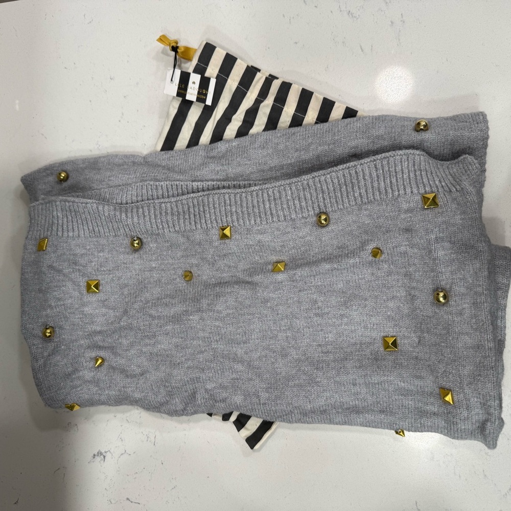 Lele Sadoughi Heather Grey Studded Scarf